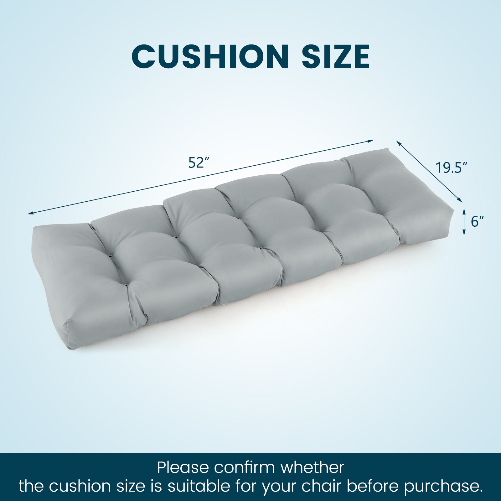 Indoor Outdoor Tufted Bench Cushion with Soft PP Cotton