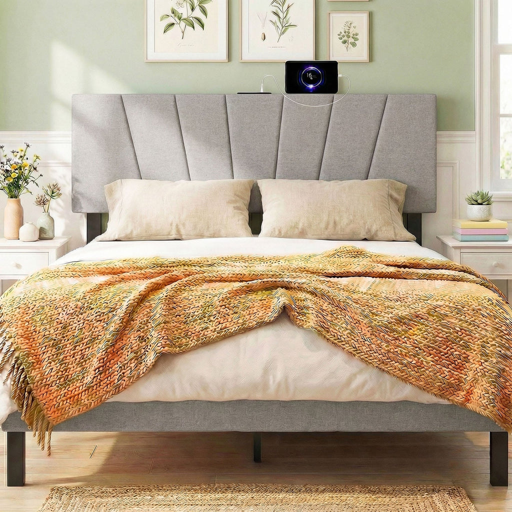 Headboard for Queen and Full Size Bed Geometric Upholstered Head Board