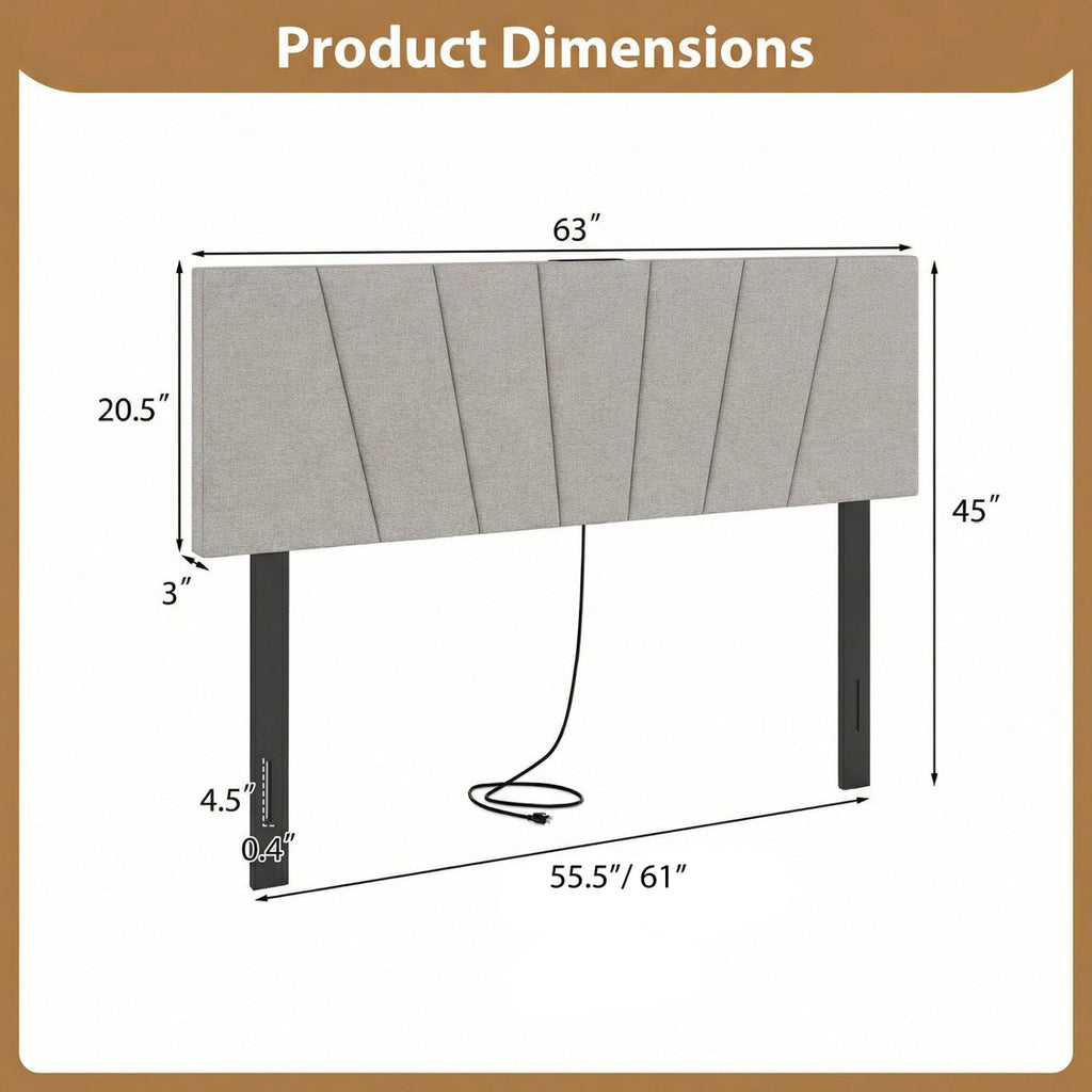 Headboard for Queen and Full Size Bed Geometric Upholstered Head Board