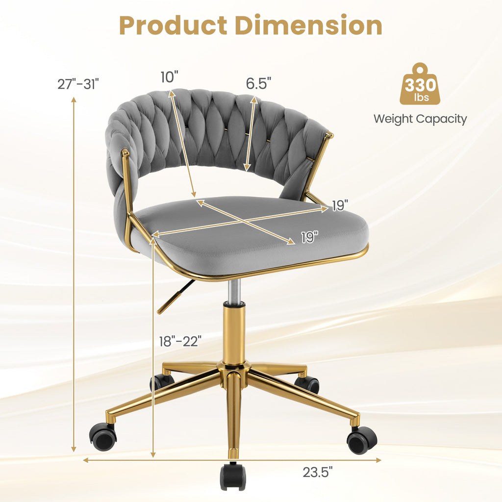 360¬∞ Height Adjustable Swivel Upholstered Desk Computer Chair with Hand-woven Back