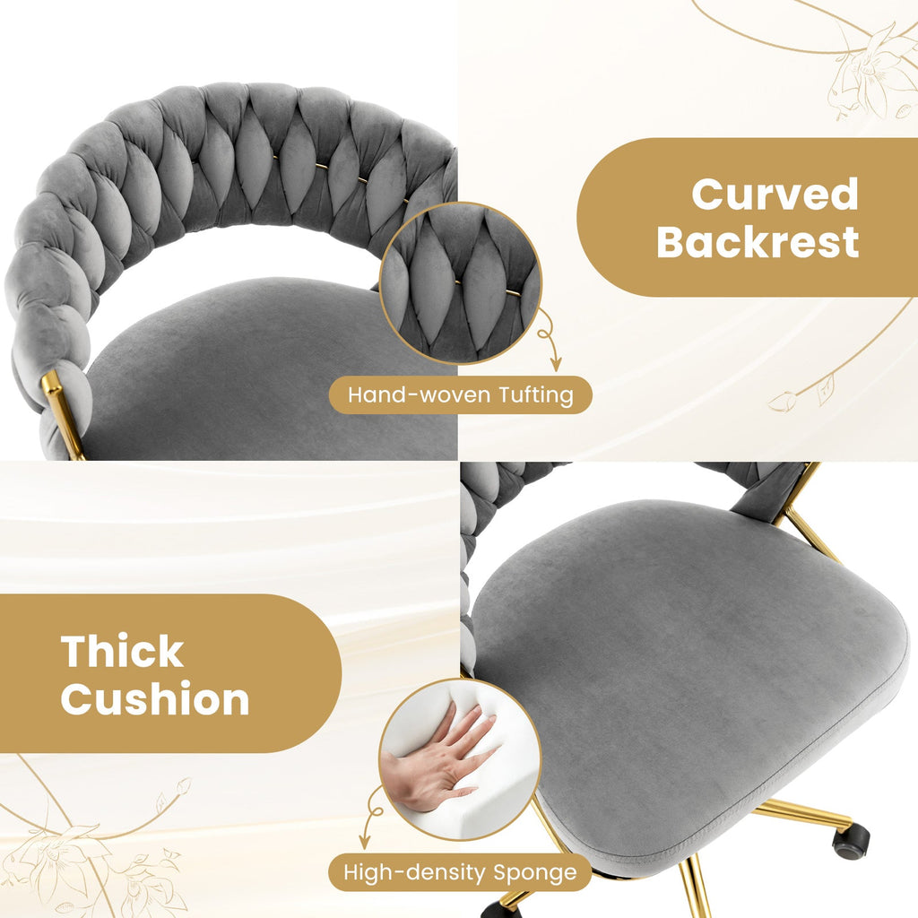 360¬∞ Height Adjustable Swivel Upholstered Desk Computer Chair with Hand-woven Back