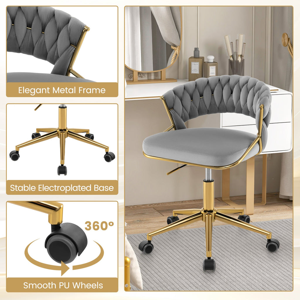 360¬∞ Height Adjustable Swivel Upholstered Desk Computer Chair with Hand-woven Back