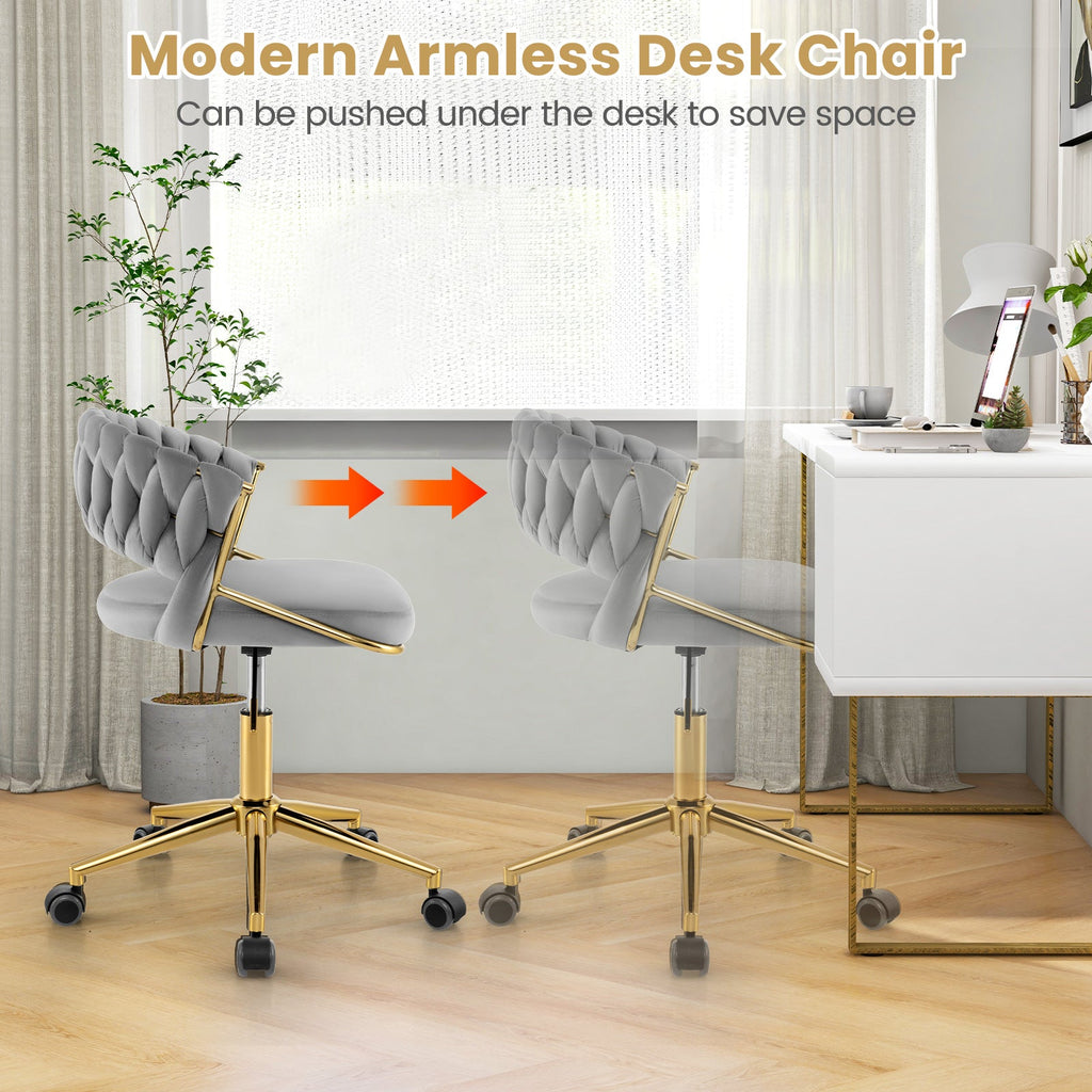 360¬∞ Height Adjustable Swivel Upholstered Desk Computer Chair with Hand-woven Back