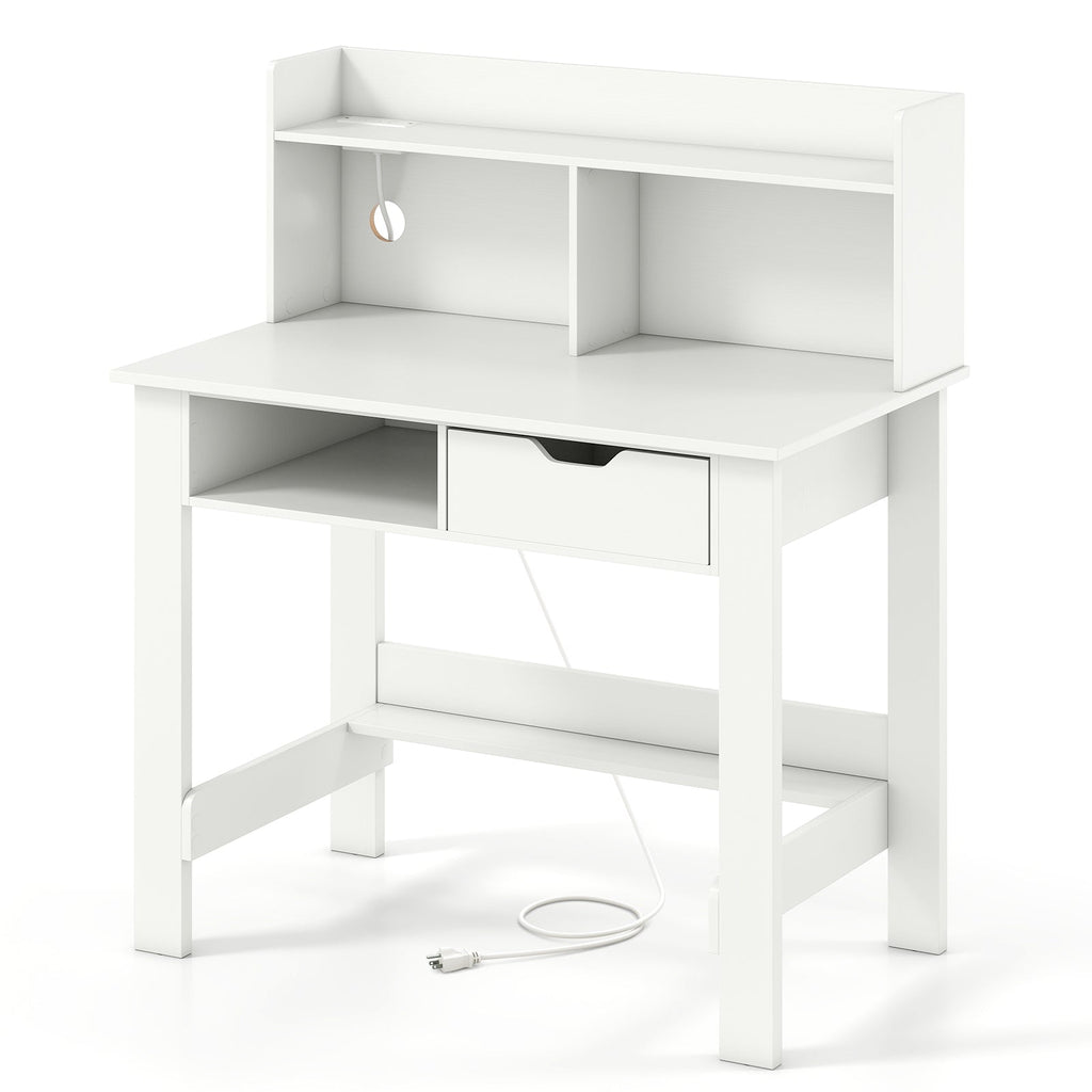Home Office Computer Desk with Storage Shelves and Drawer Ideal for Working and Studying