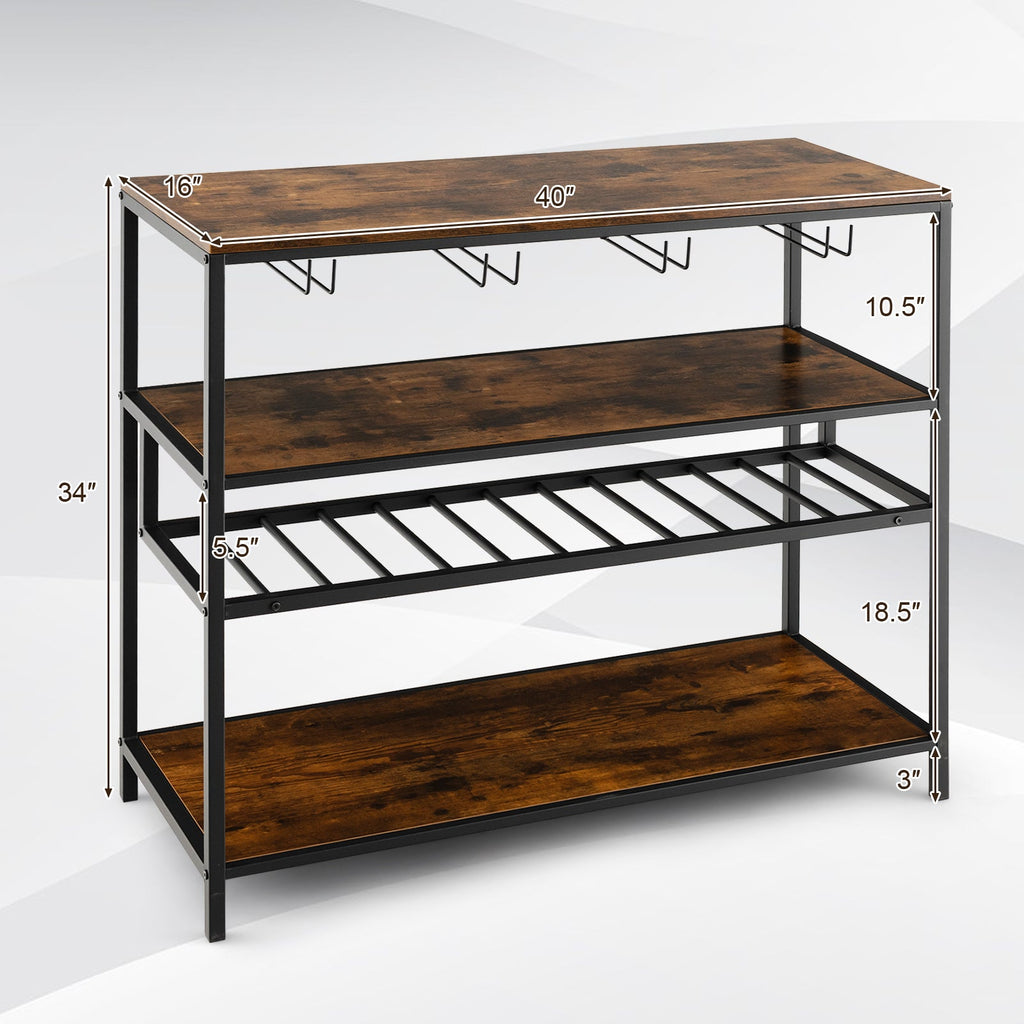 Wine Rack Table With 4 Rows of Glass Holders