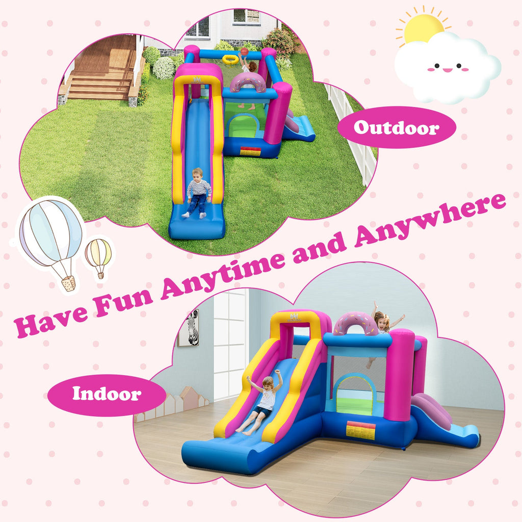 Inflatable Bounce House with Slides and Basketball Hoop (with 750W Blower)