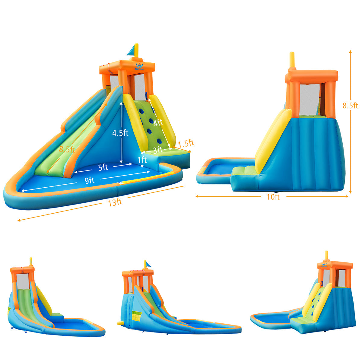 Inflatable Water Slide Kids Bounce House with 680W Blower