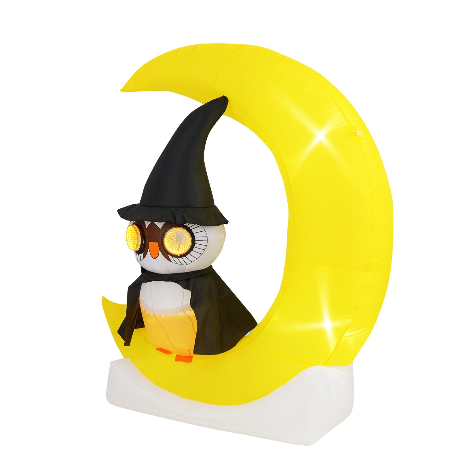Inflatable Owl on Moon LED Lighted Halloween Decoration with Large Moon and Wizard Owl