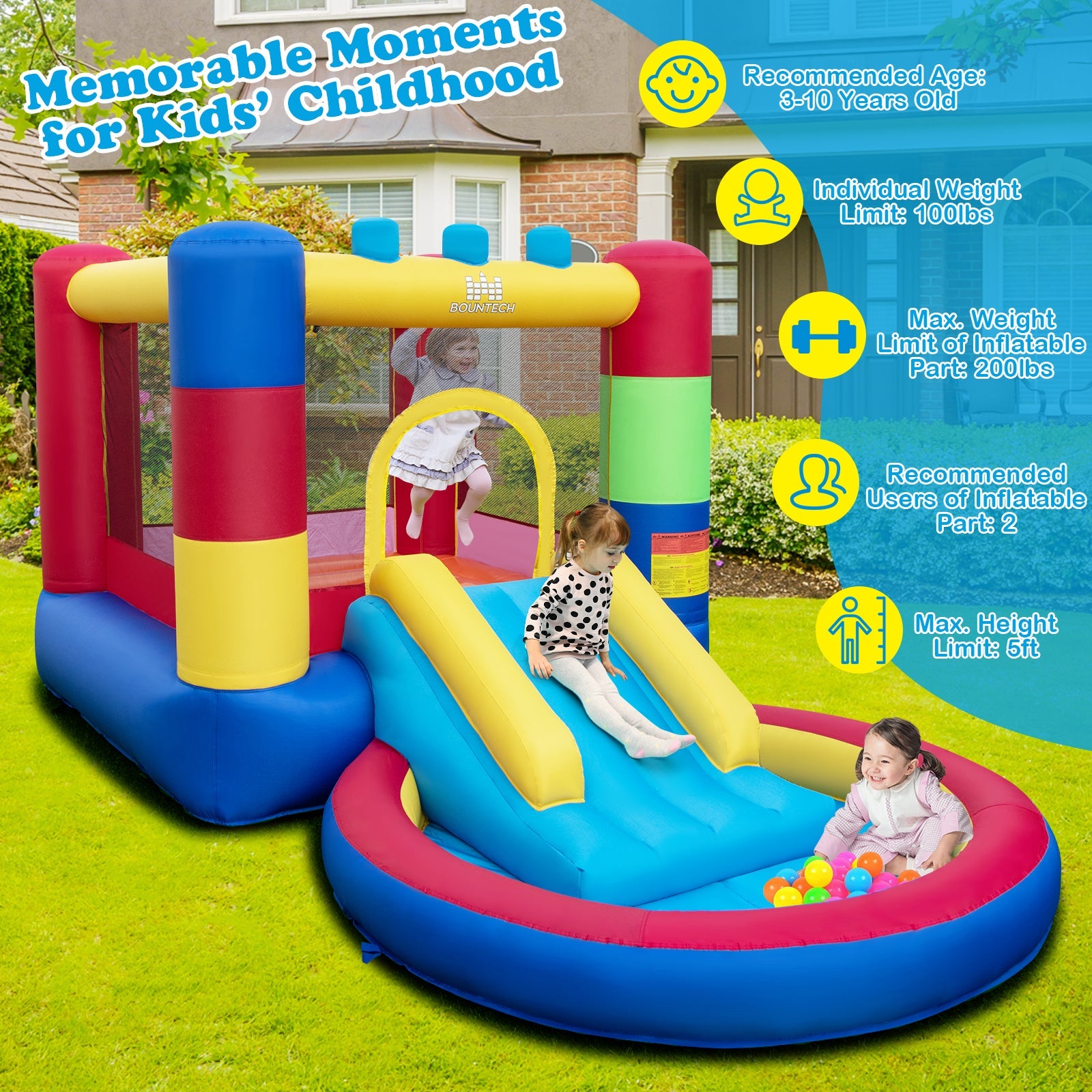 4-in-1 Jigsaw Theme Inflatable Bounce House with 480W Blower