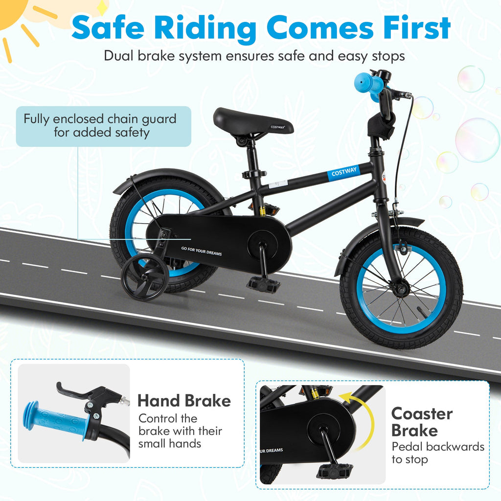 Kids Bike with Adjustable Handlebar and Saddle Black