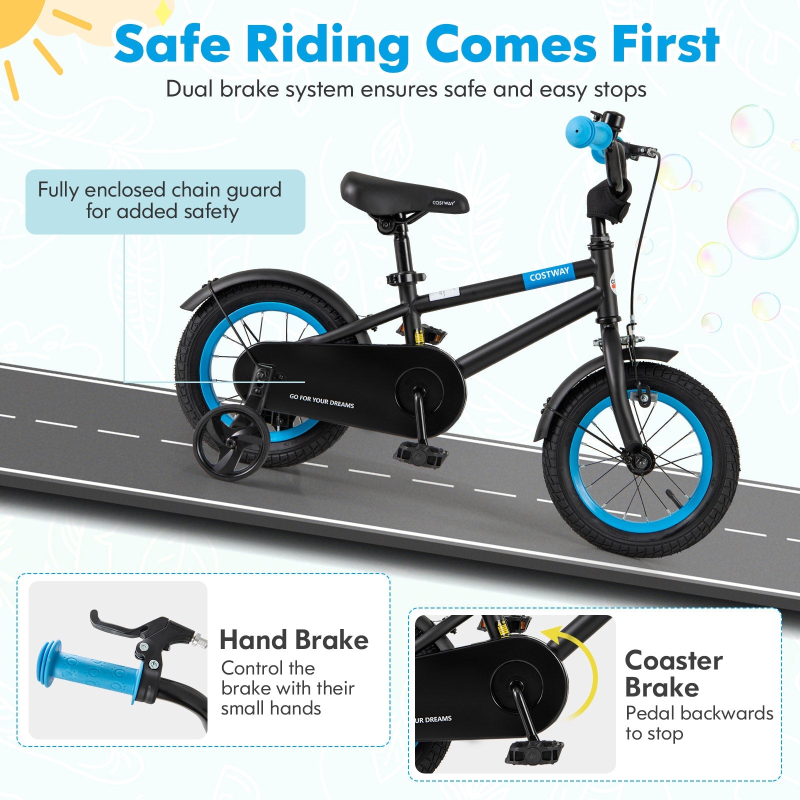 Kids Bike with Adjustable Handlebar and Saddle Black