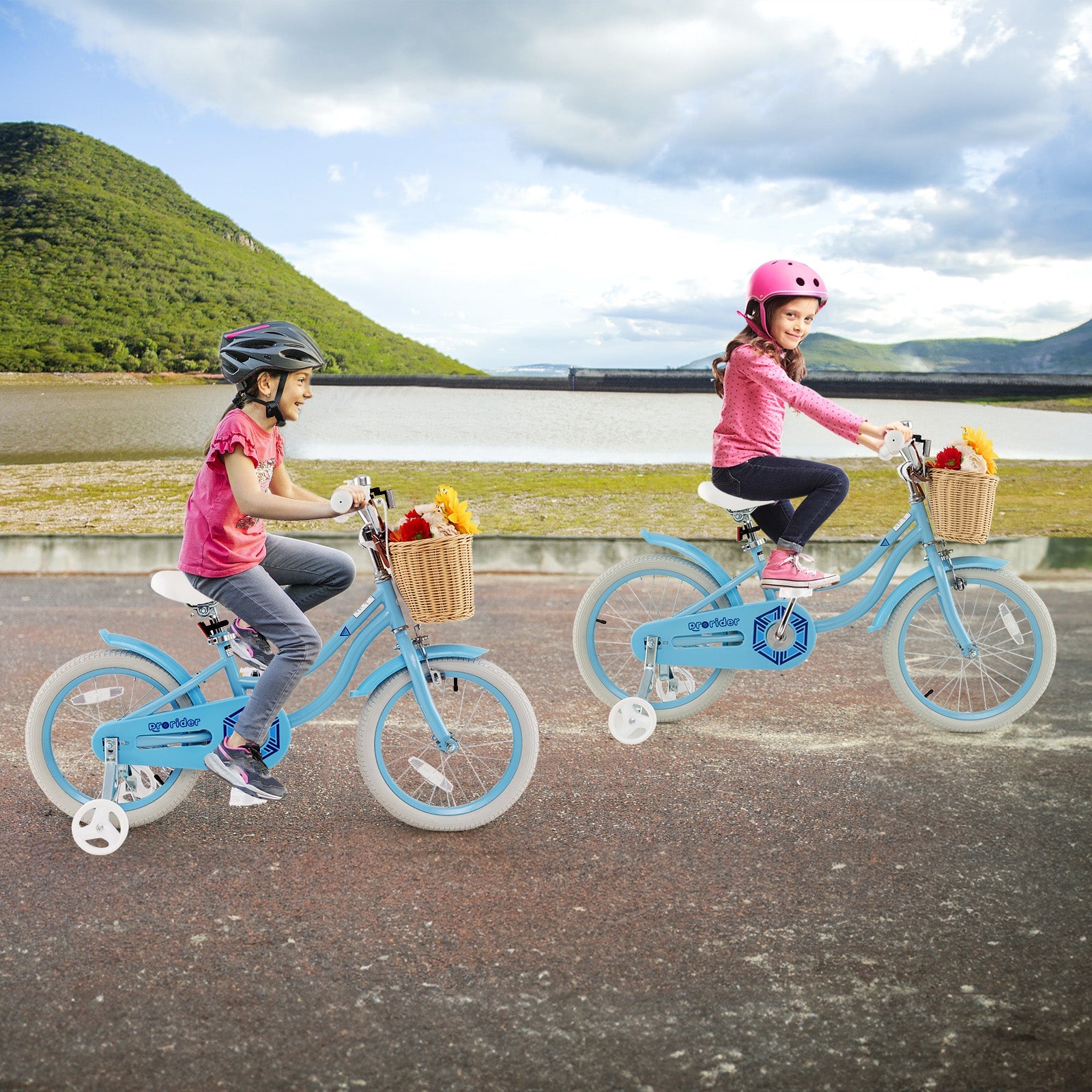 16-Inch Kids Bike with Training Wheels and Adjustable Handlebar Seat