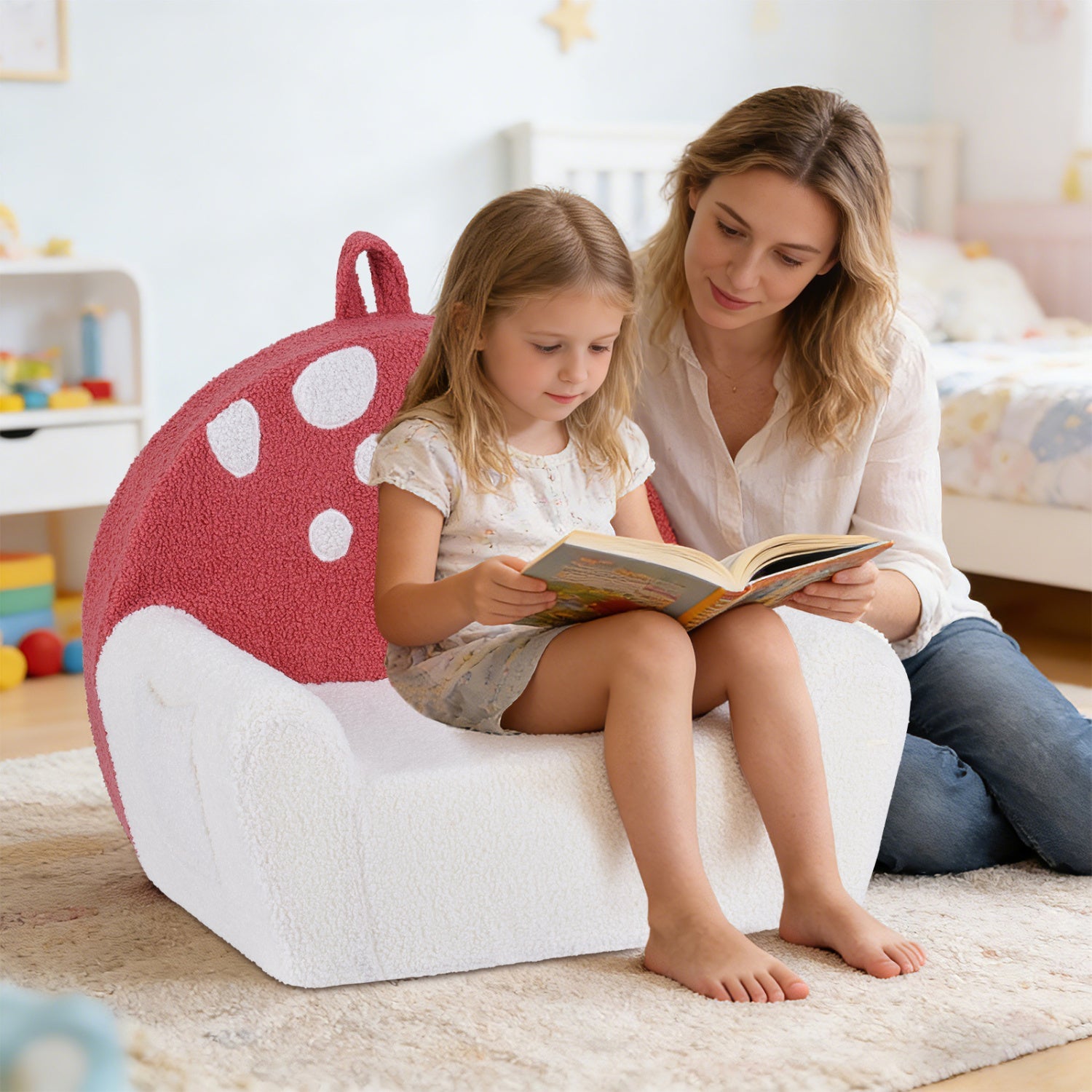 Kids Sofa Toddler Foam Couch with Soft Fleece Fabric Cover