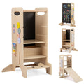 Kids Standing Tower with Detachable Chalkboard and Montessori Games for 3+ Years Old
