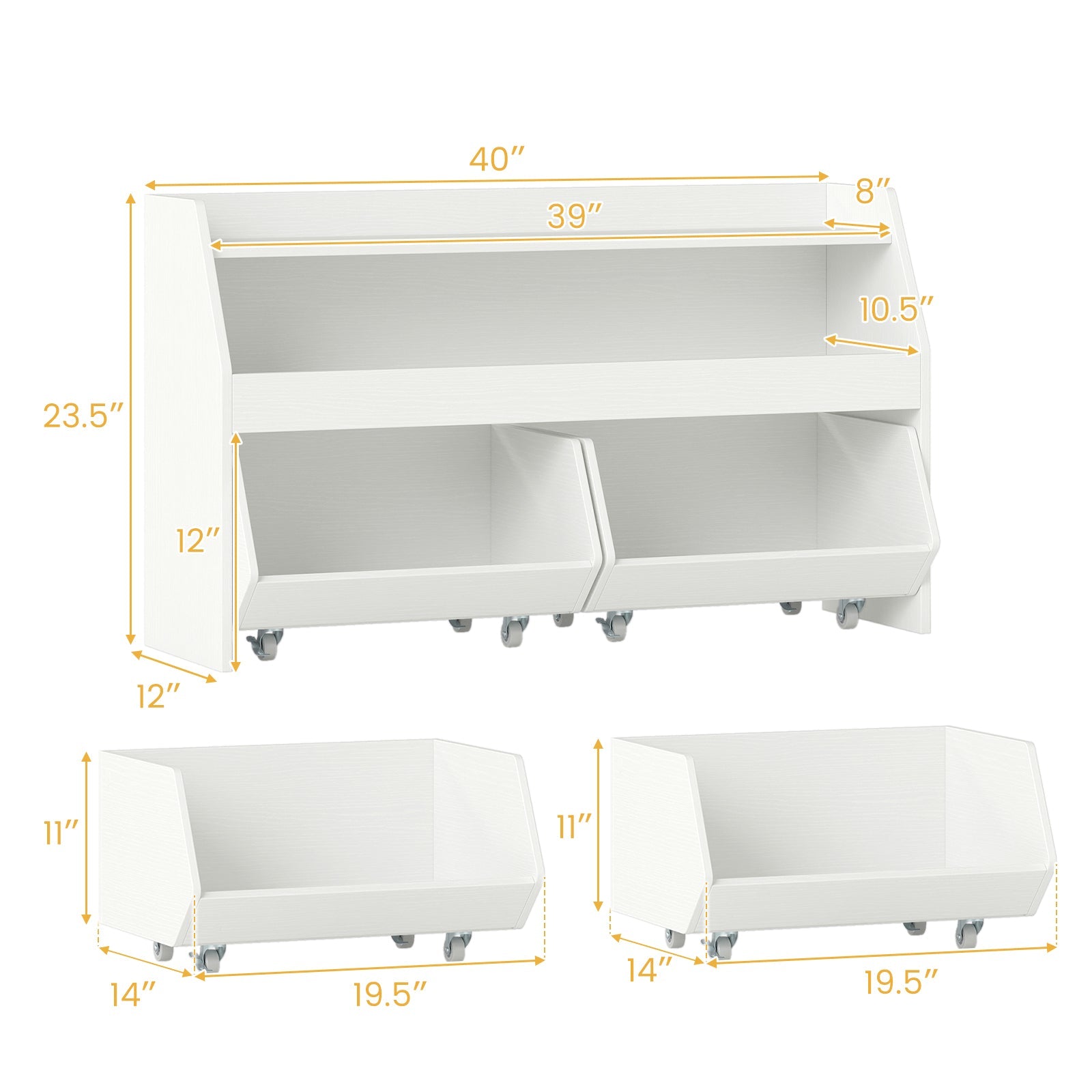 Kids Toy Storage Organizer Wooden Bookcase with 2 Movable Drawers