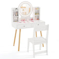 Kids Vanity Set with Lighted Mirror and Storage Drawers
