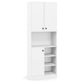 Kitchen Pantry Storage Cabinet with Microwave Stand and Open Shelves