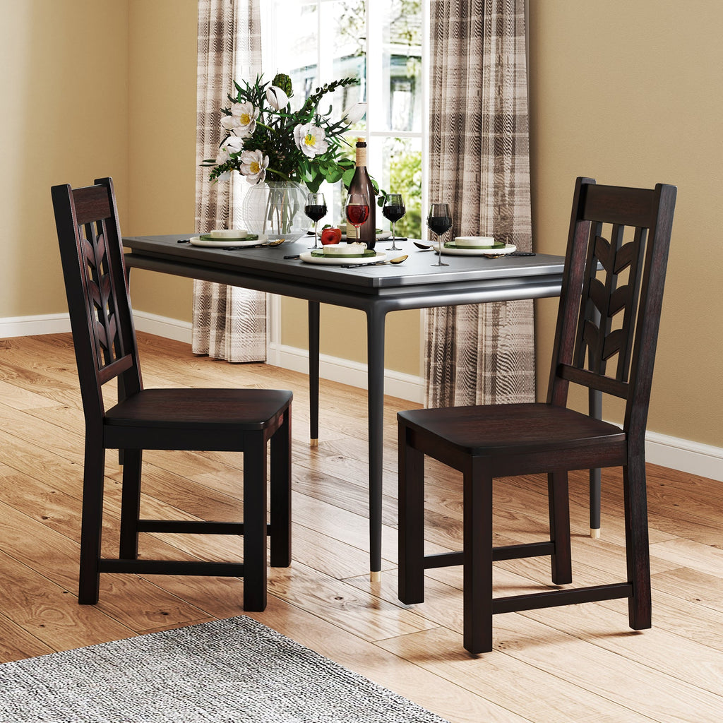 Kitchen Side Dining Chair Set of 2 with Rubber Wood Frame