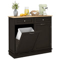 Kitchen Tilt Out Trash Cabinet with 2 Drawers and Adjustable Shelf