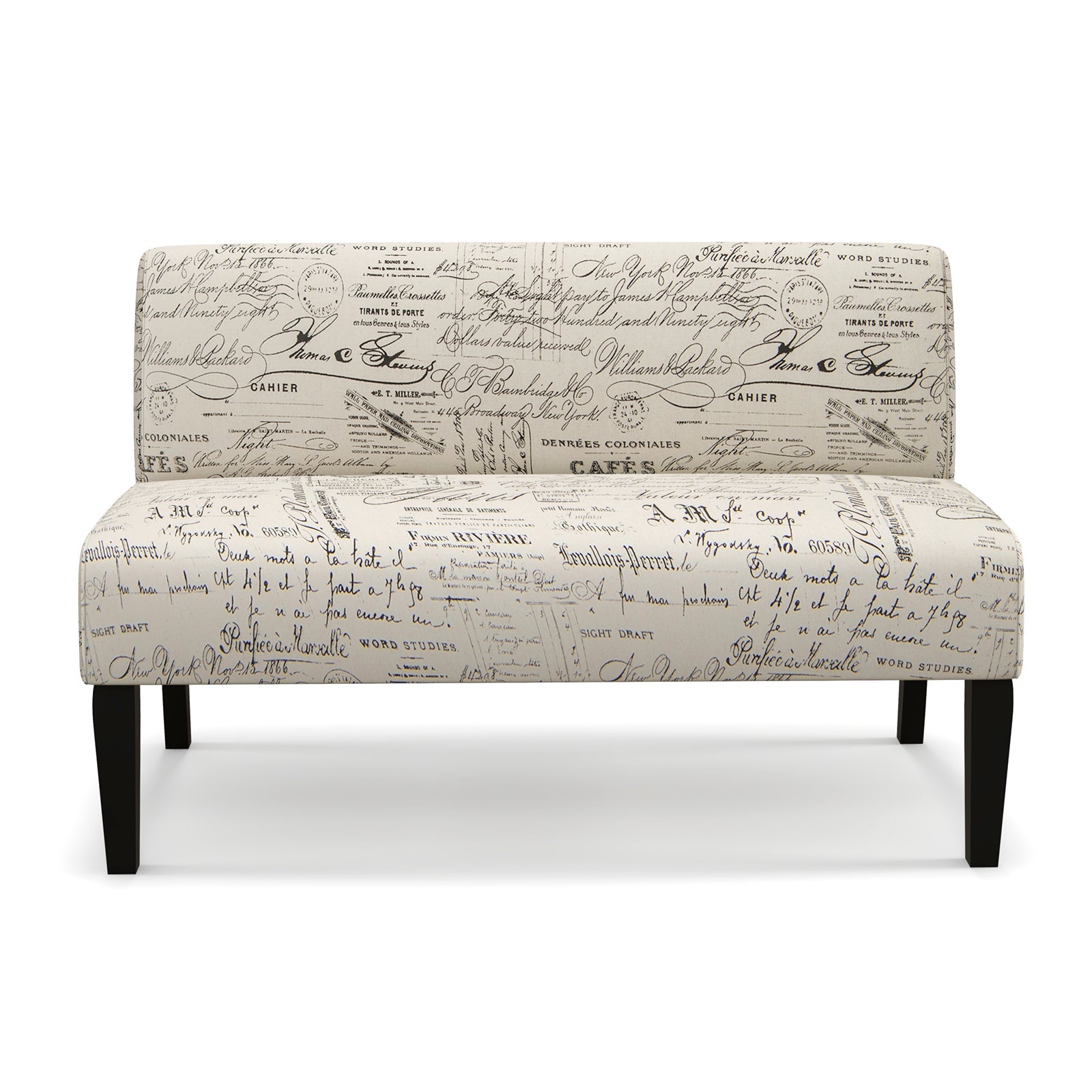 Living Room Wooden Leg Armless Loveseat Sofa-Multicolor