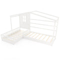 L-shaped Double Twin Beds House Platform Beds with Fences Corner Bed Frame