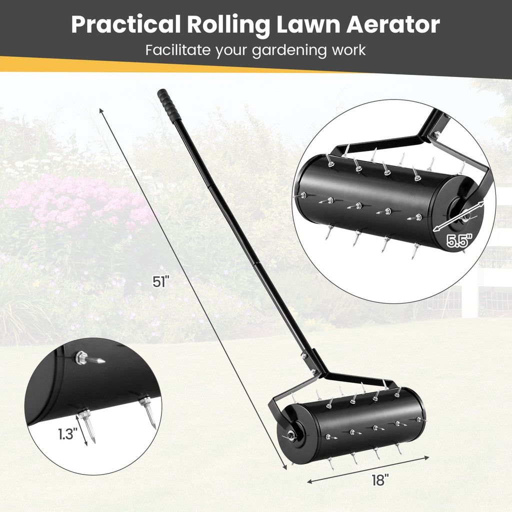 18/21 Inch Manual Lawn Aerator with Detachable Handle