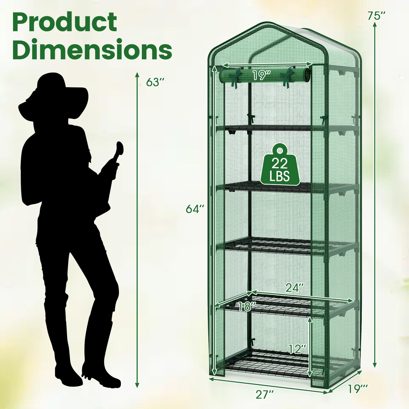 Mini Greenhouse Portable Plant Grow House with 5 Tier Shelves