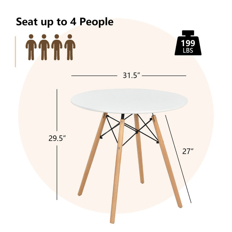 Modern 3-Piece Dining Set: Round Table with Set of 2 Hollow Plastic Chairs
