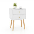Modern Nightstand Bedside Table Mid Century with 2 Drawers-Natural