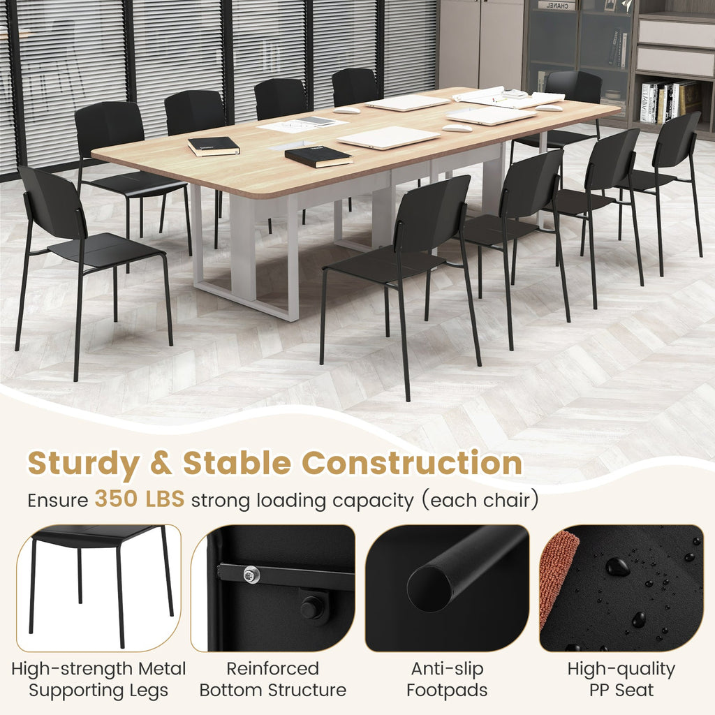 Modern Plastic Dining Chair Set of 2 with Metal Legs and Curved Back