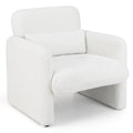 Modern Upholstered Chenille Accent Chair with Removable Lumbar Pillow-White