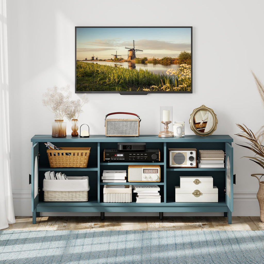 Modern Vintage TV Cabinet with Adjustable Shelves and 2 Cable Holes for TVs up to 65 Inches