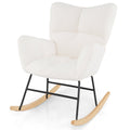 Nursery Rocking Chair with Comfy Backrest and Armrest-Beige