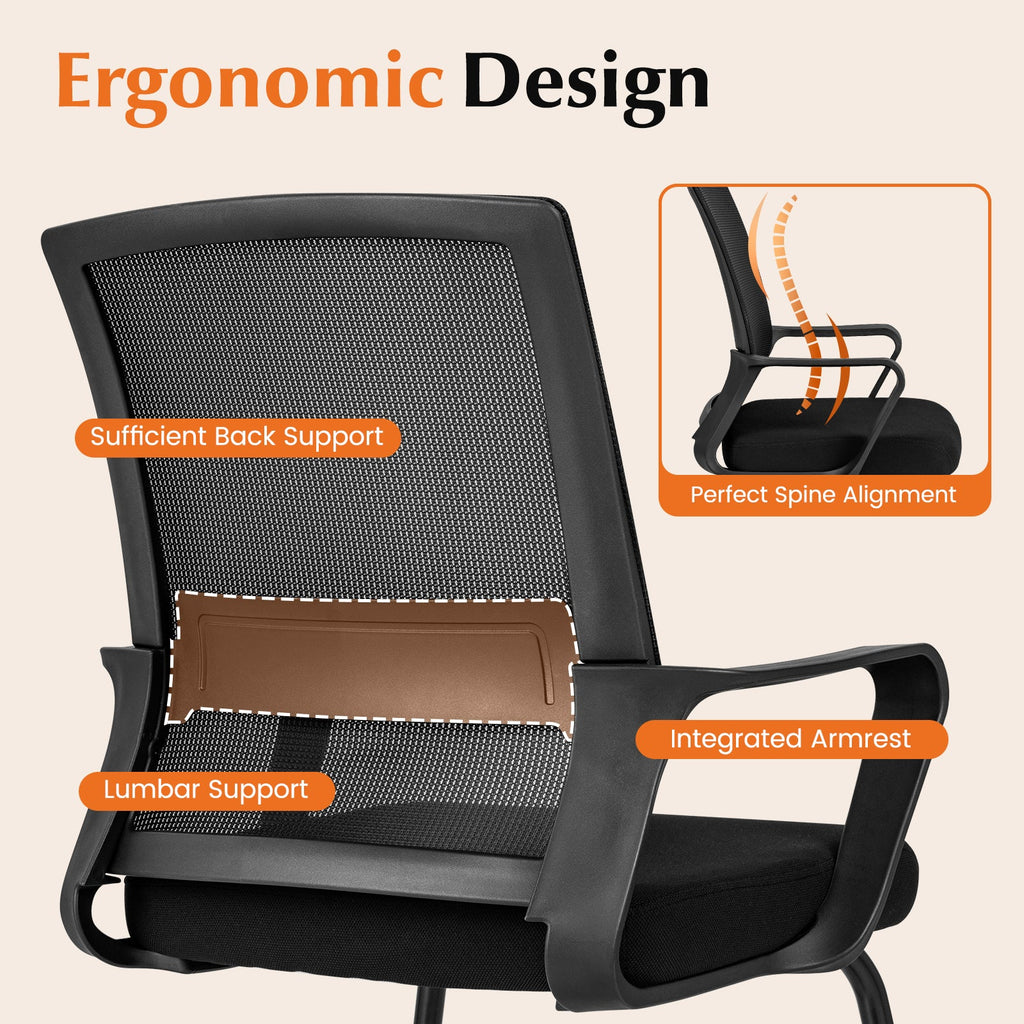 Office Guest Chair with Lumbar Support for Waiting Room