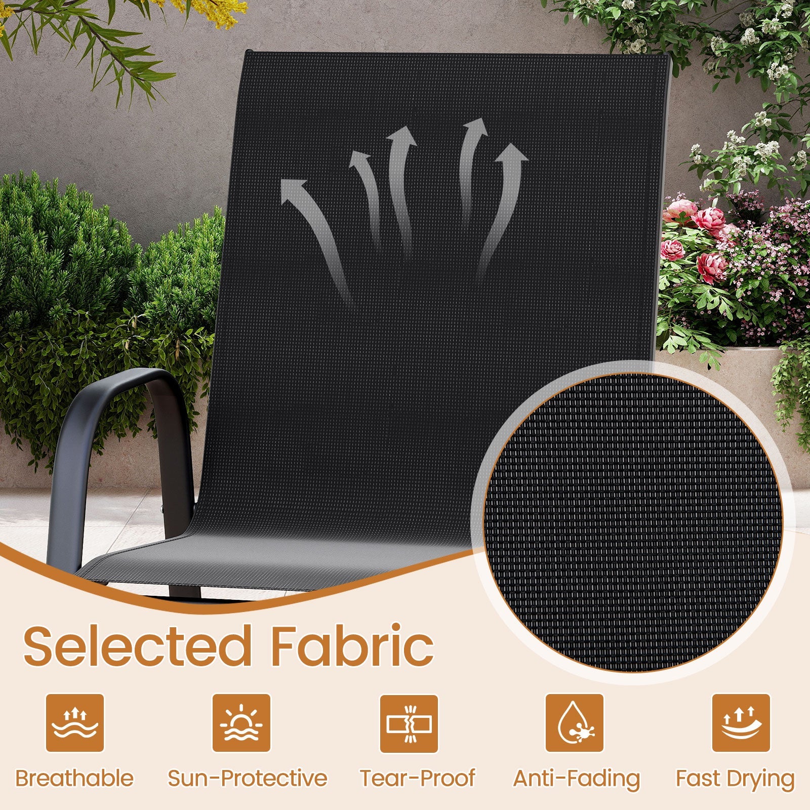 Outdoor Bar Stools Set of 2 29 Inch Fabric Bar Height Stools with Armrests