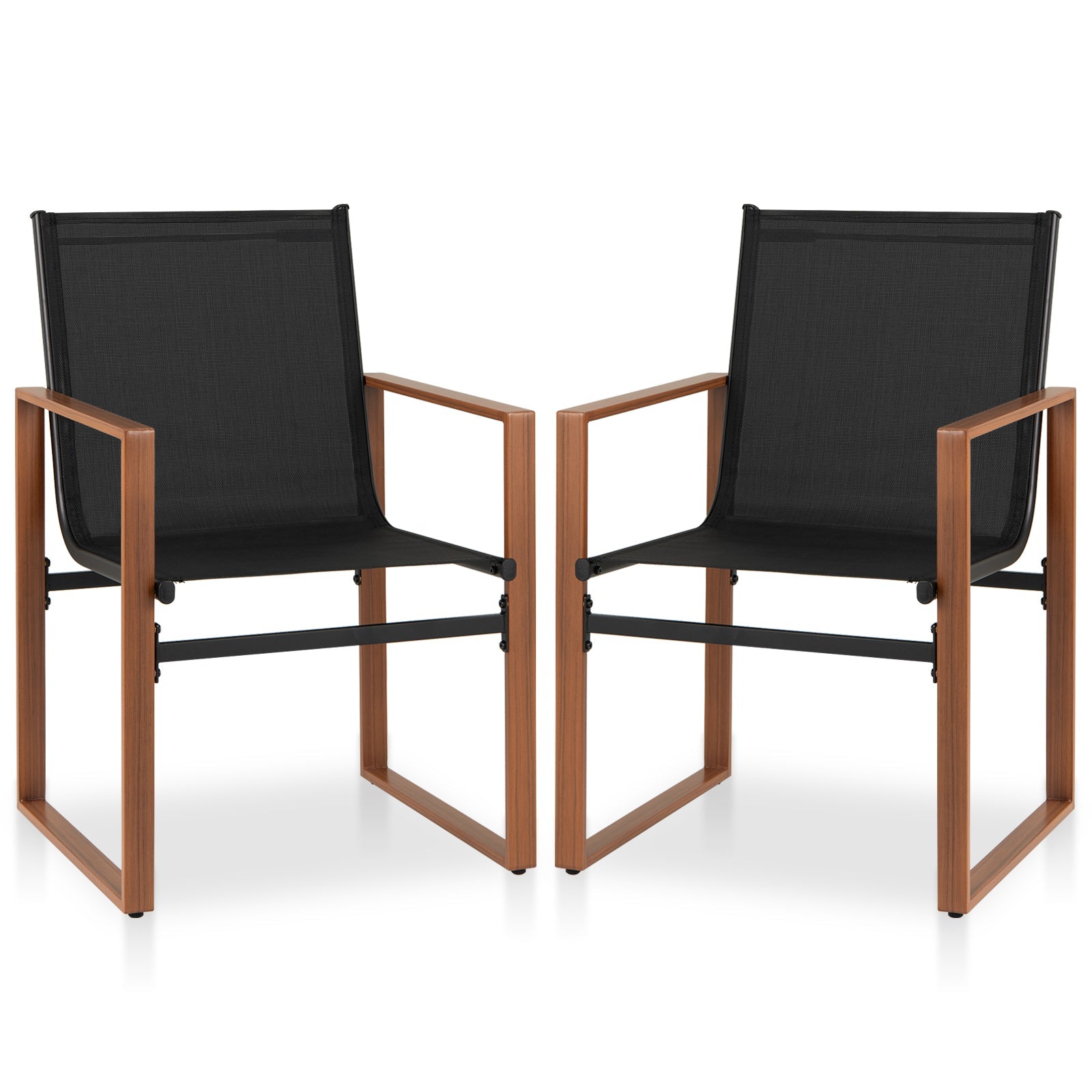 Outdoor Dining Chairs with Breathable Seat and Backrest Set of 2