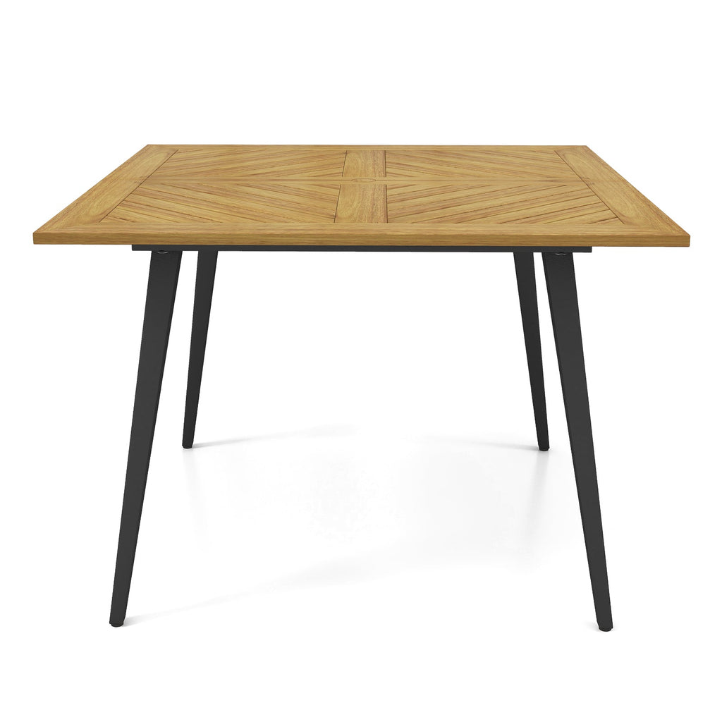 4-Person Acacia Wood Outdoor Dining Table for Garden Poolside and Backyard