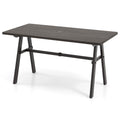 Outdoor Dining Tale for 6 with 1.93 Inch Umbrella Hole for Garden-Dark Brown