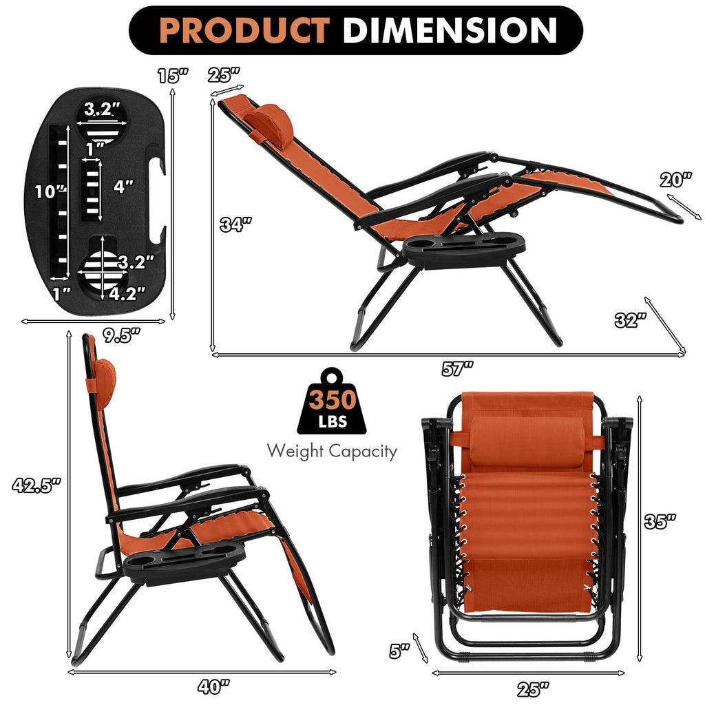 Outdoor Folding Zero Gravity Reclining Lounge Chair