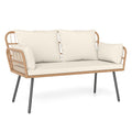 Outdoor Rattan 2-Seat Chair with Seat Back Cushions and Heavy-Duty Metal Legs