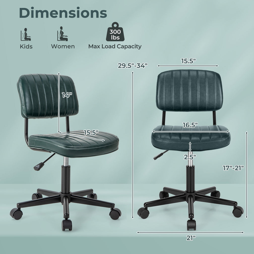 PU Leather Adjustable Office Chair Swivel Task Chair with Backrest