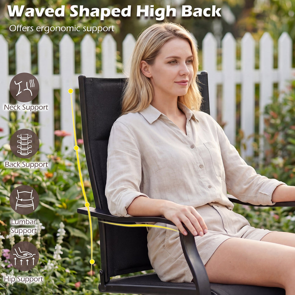 Padded Patio Swivel Chairs Set of 2 Ergonomic Outdoor Dining Chairs with Breathable Fabric