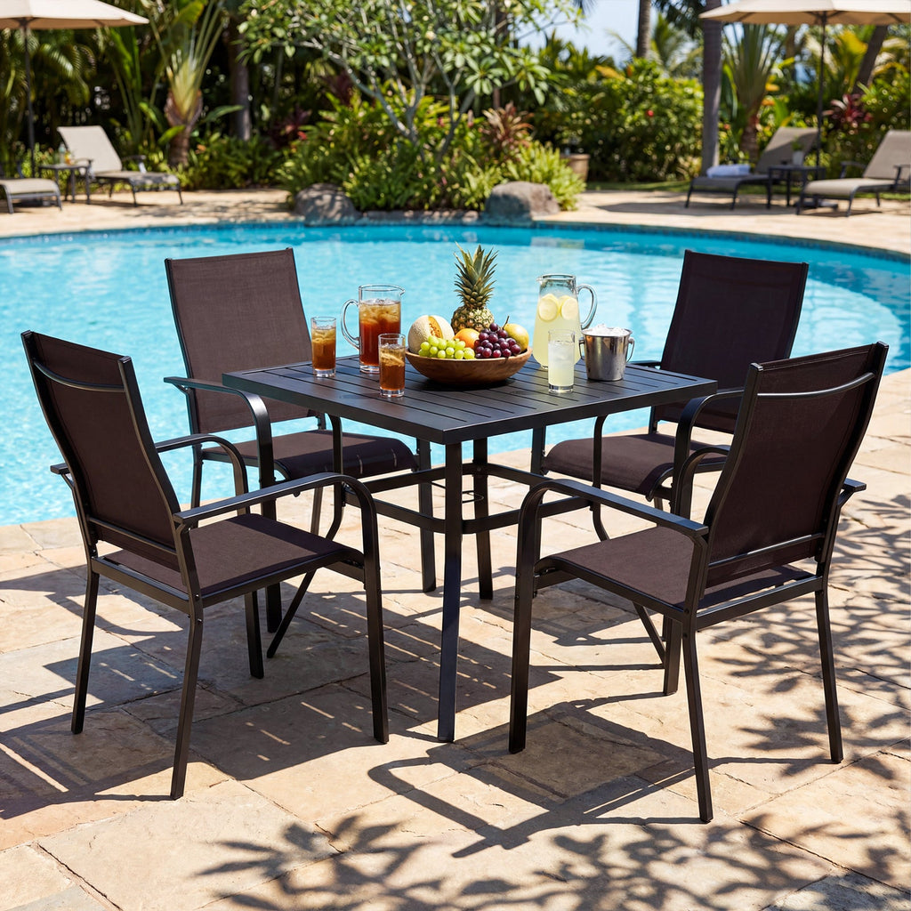 Patio Dining Chairs Set of 2/4/6 Stackable Outdoor Armchairs