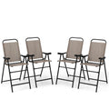 Patio Folding Bar Stool Set of 4 with Metal Frame and Footrest