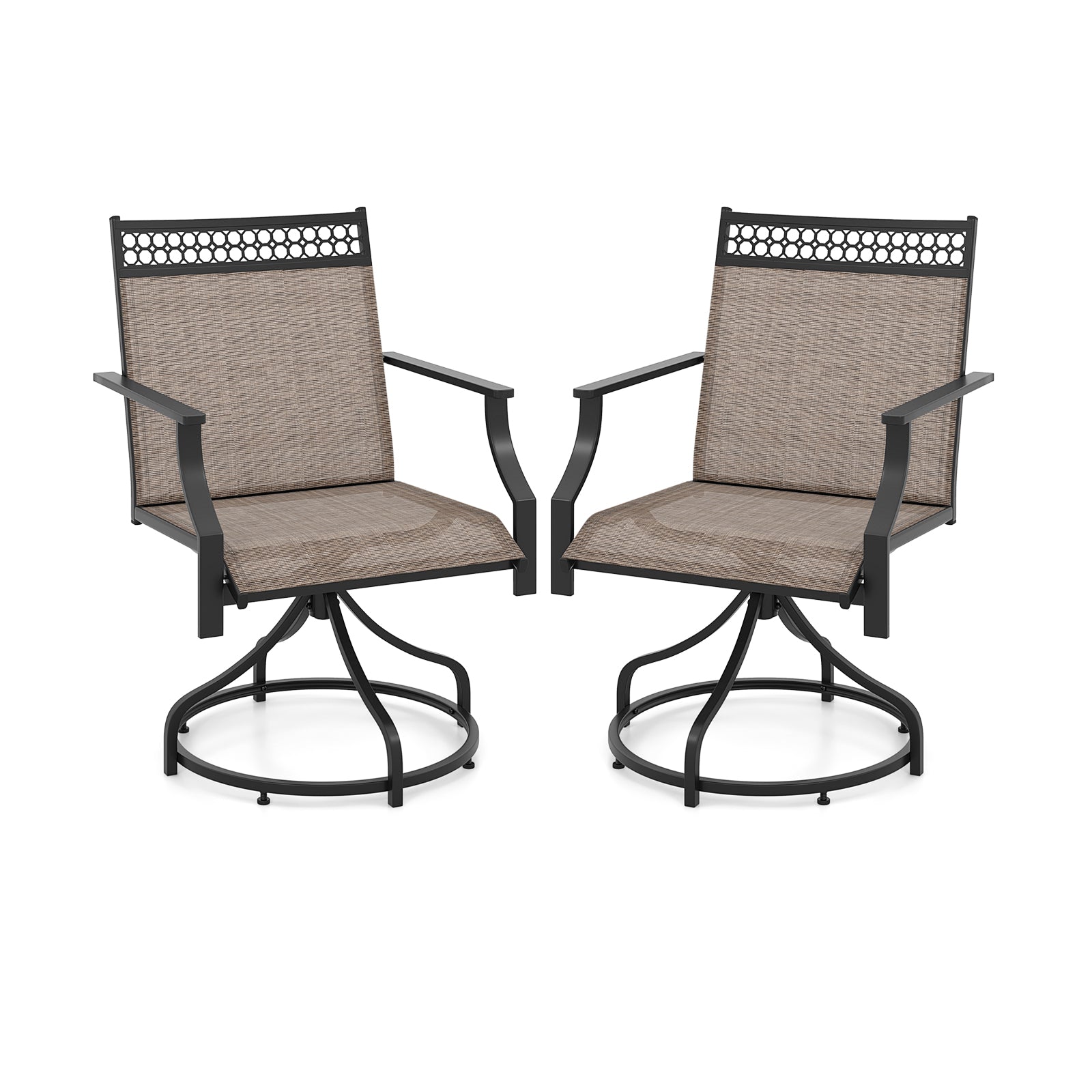 Patio Swivel Dining Chairs Set of 2 with Heavy-duty Metal Frame and Armrests