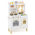 Play Kitchen for Kids Wooden Chef Pretend Playset with 3 Adjustable Heights Microwave