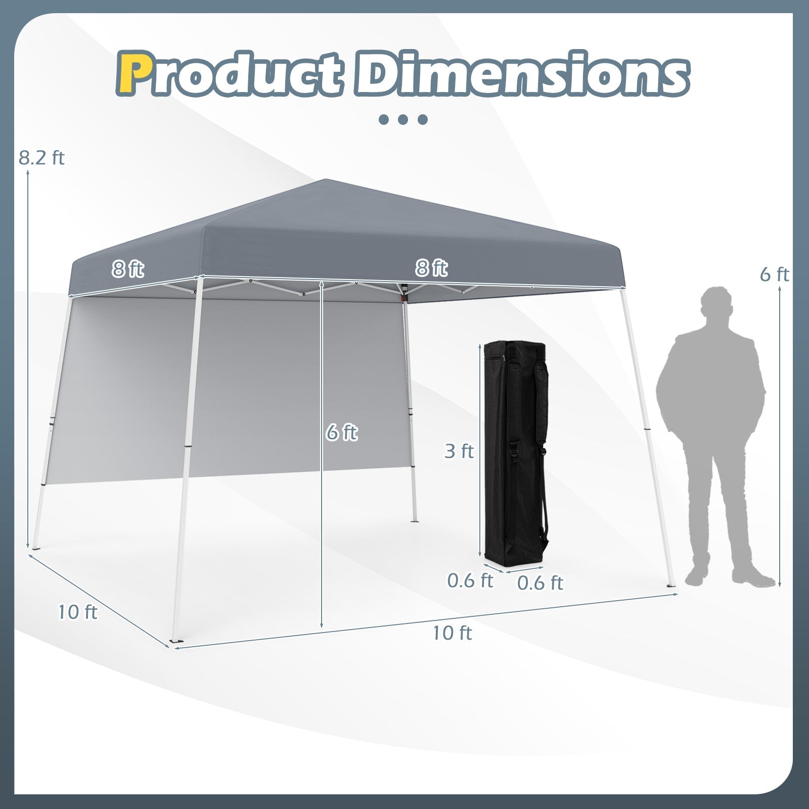 8 X 8 Feet Pop up Canopy Tent with 1 Sidewall and Portable Backpack