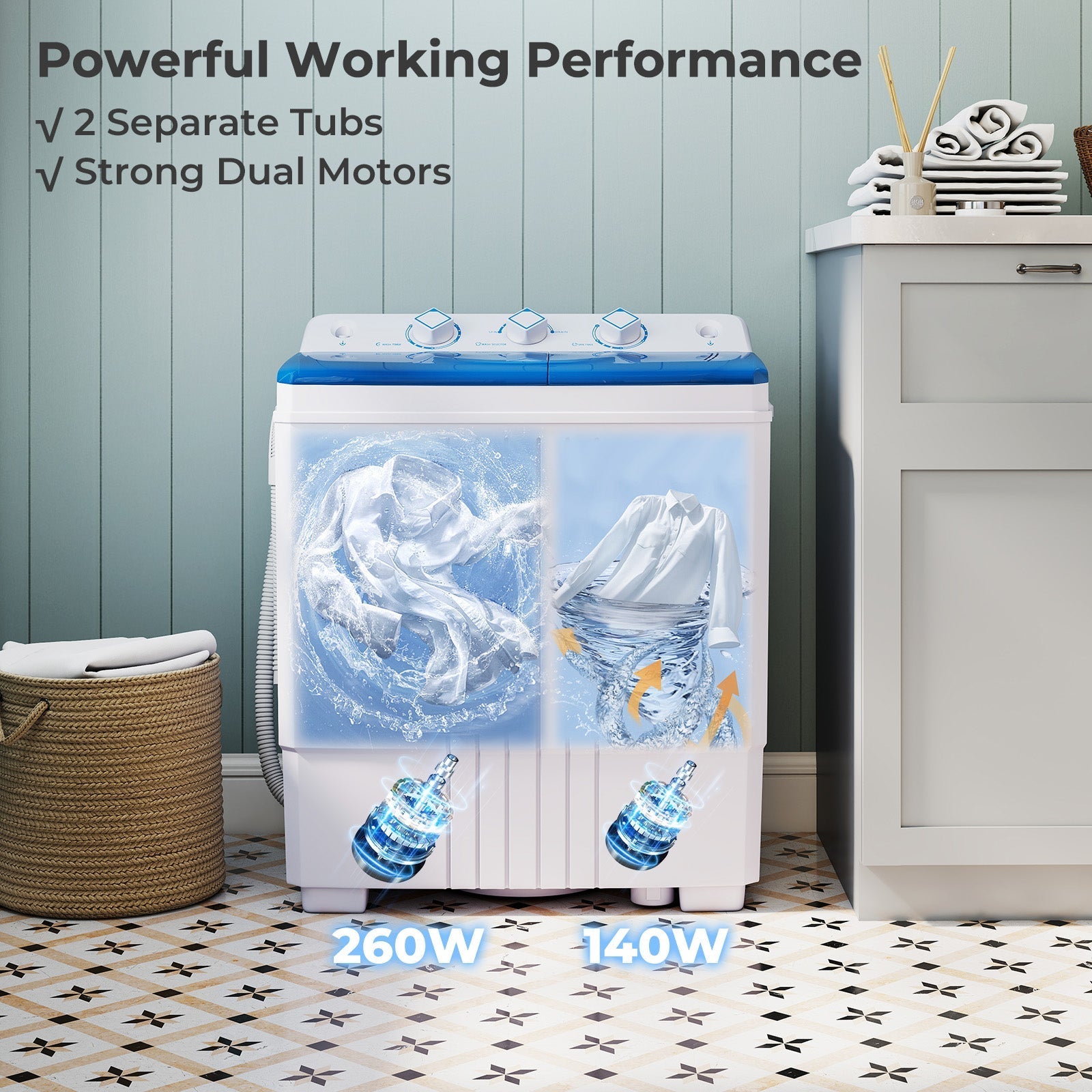 Portable Washing Machine with Built-in Drain Pump
