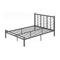 Queen Size Platform Bed with Headboard and Metal Frame
