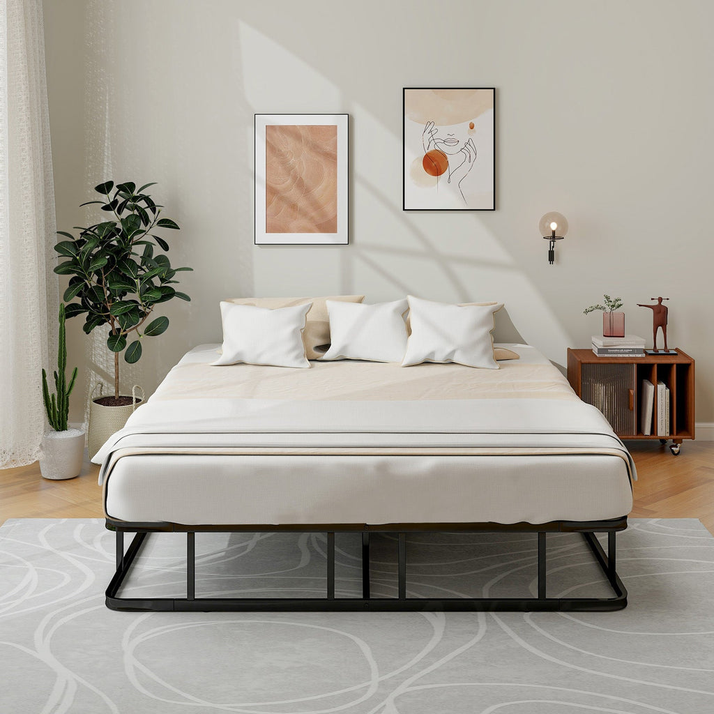 Queen Size Bed Frame with Metal Slat Support